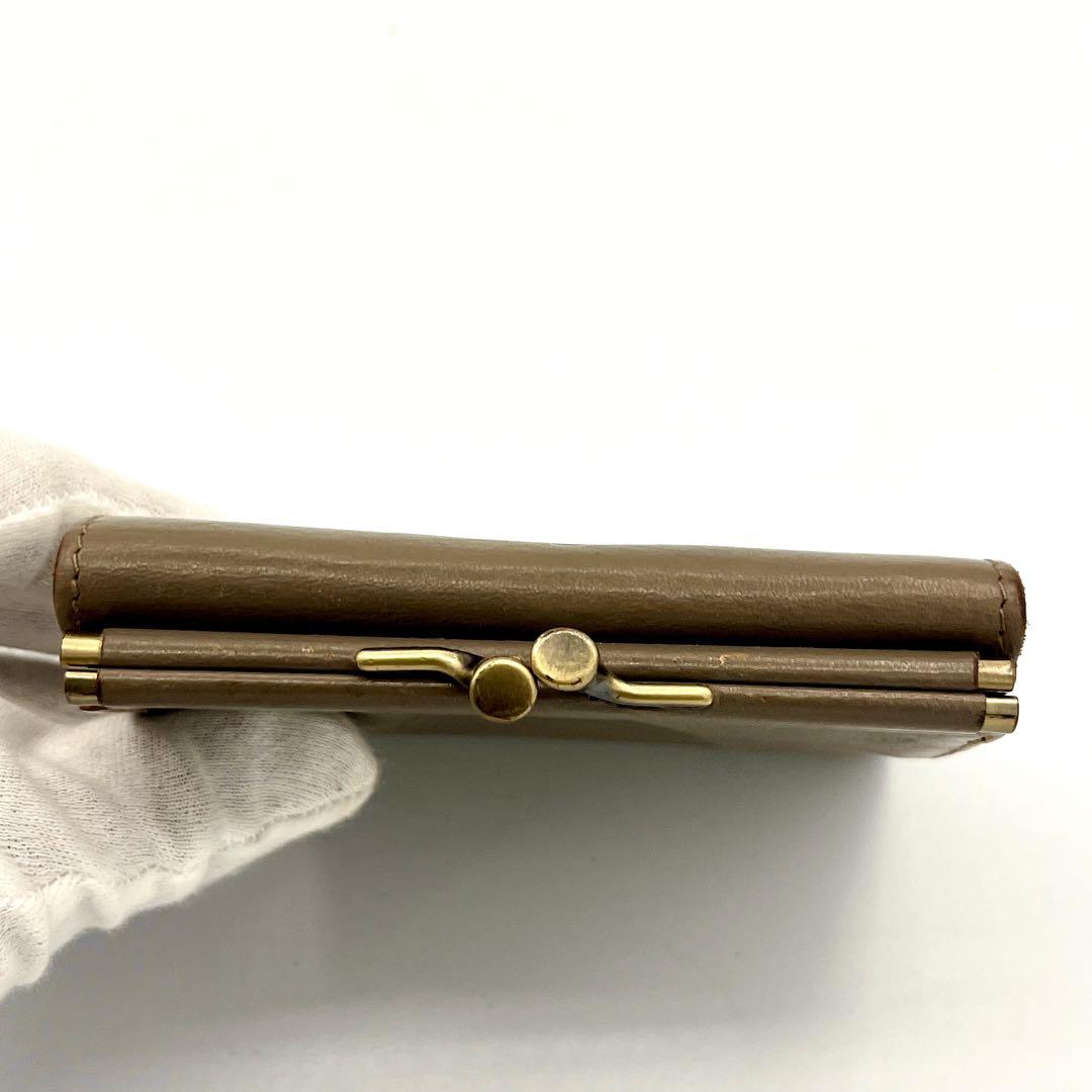 IL BISONTE　イルビゾンテ　がま口財布　レザー　2つ折り　グレージュ