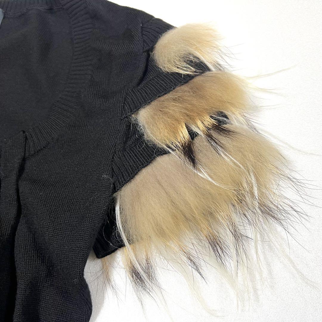 【美品】FENDI フェンディ 半袖ニット ウール ファー 42