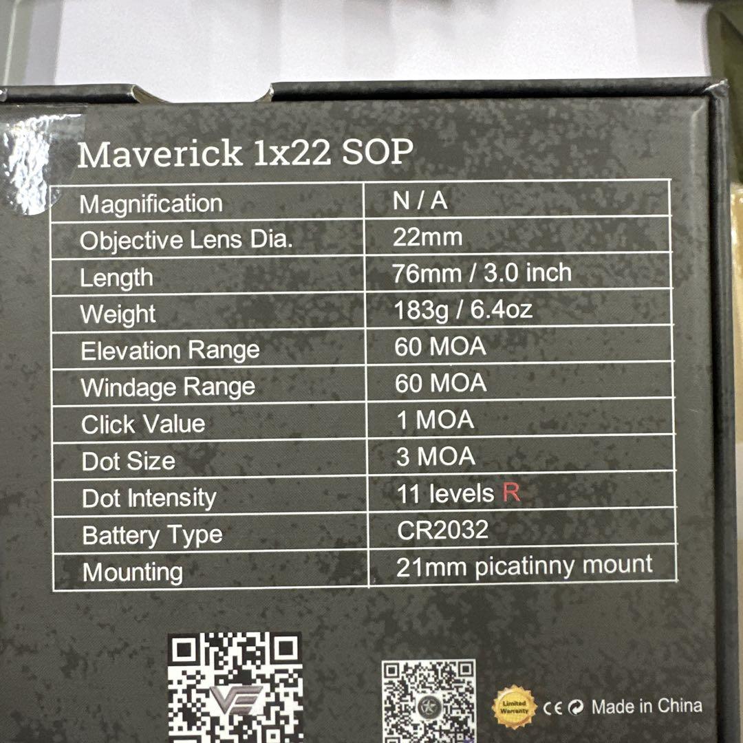 VECTOR OPTICS MAVERICK 1x22 SOP サイト