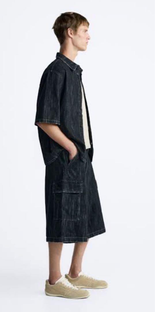 34インチ ZARA テクスチャーカーゴショーツ