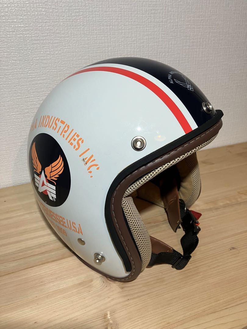 超美品】ALPHA INDUSTRIES ジェットヘルメット ブラックオレンジ
