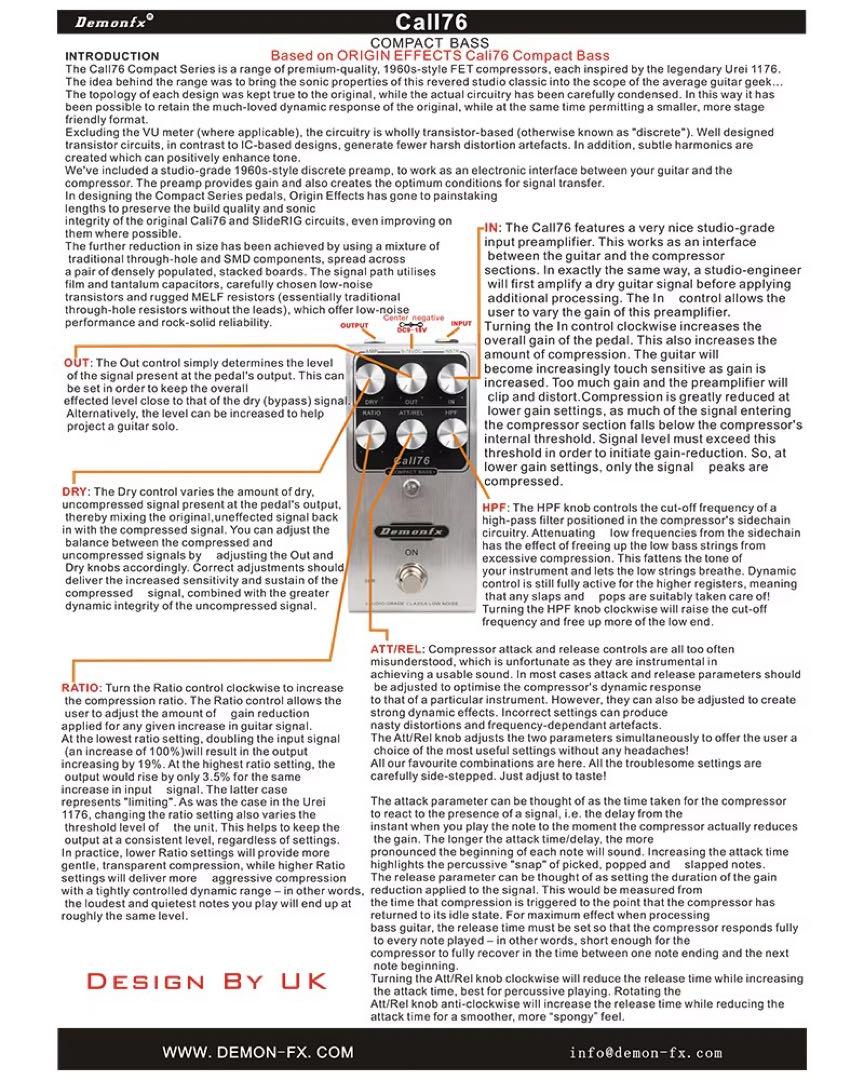 【最終価格】Call76 COMPACT BASS ベース用コンプレッサー