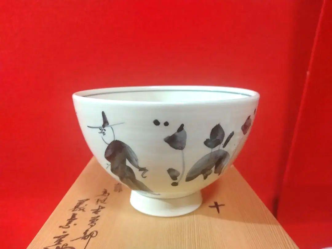 【未使用品】寒川義崇 高槻古曽部焼　抹茶茶碗　茶道具　古曽部焼