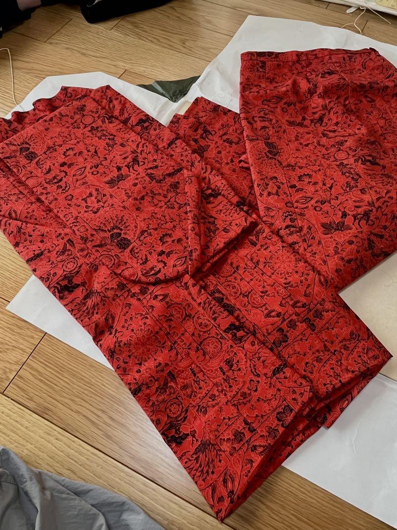 赤花柄　二部式コート