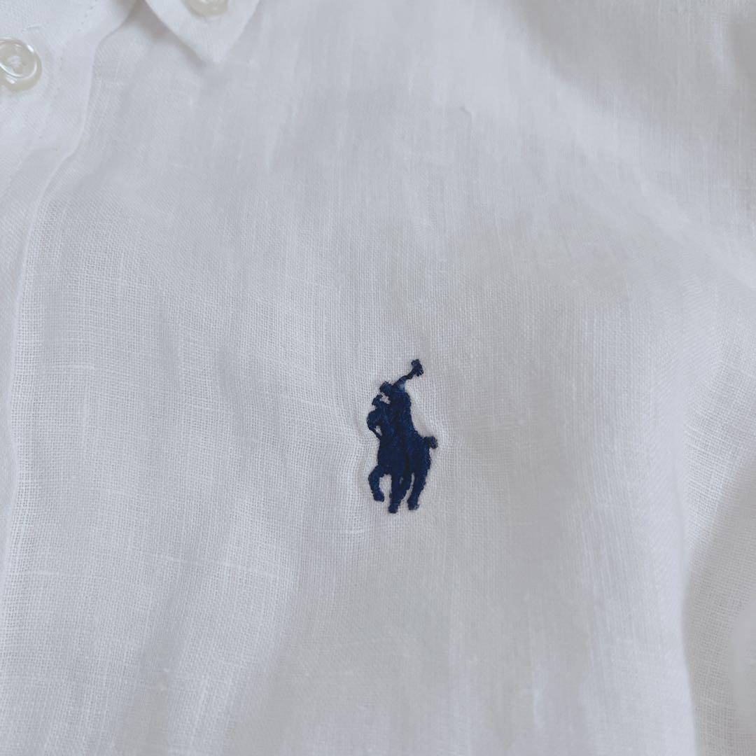 Ralph Lauren 長袖リネンシャツ XS ポニーネイビー 海山リゾート