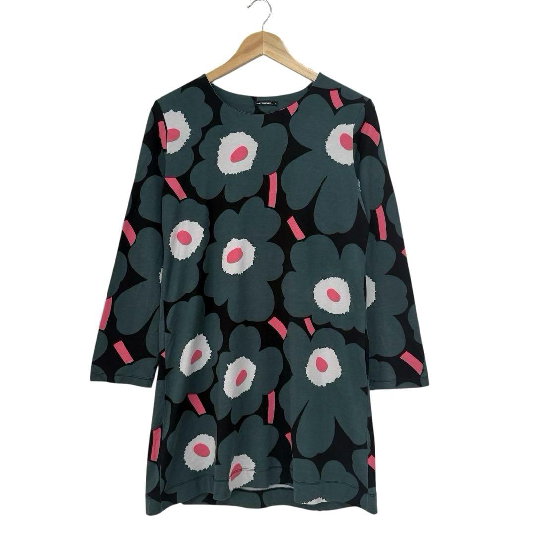 marimekko マリメッコ ウニッコ 長袖 ワンピース S グリーン 綿