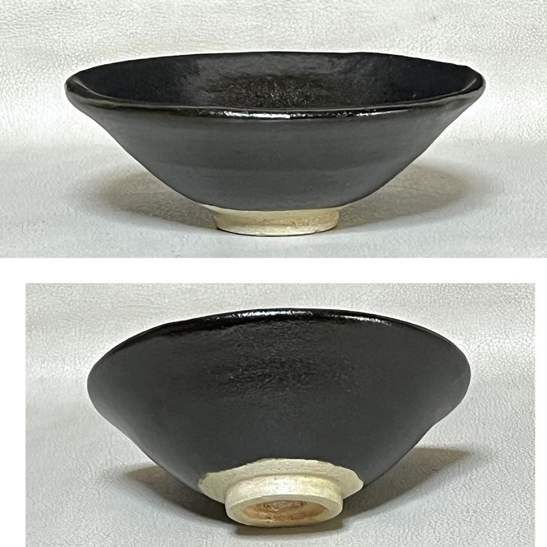 高橋朝光 木の葉釉 黒楽 平茶碗 共箱 抹茶碗 茶道具 【k3359】 高橋朝光 木の葉釉 黒楽 平茶碗 共箱 抹茶碗 茶道具 【k3359