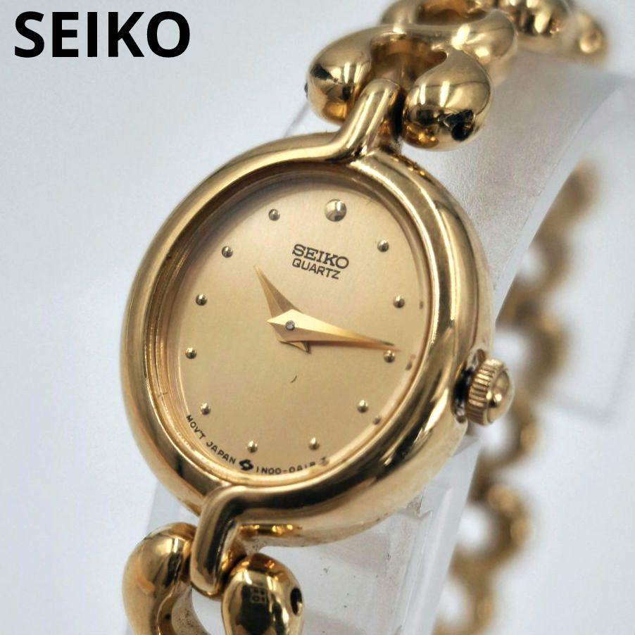 【希少品】SEIKOゴールド オーバル型 メタルバンド ビンテージ時計 美品 稼働】セイコー 腕時計 オーバル ゴールド ドレス 電池新品
