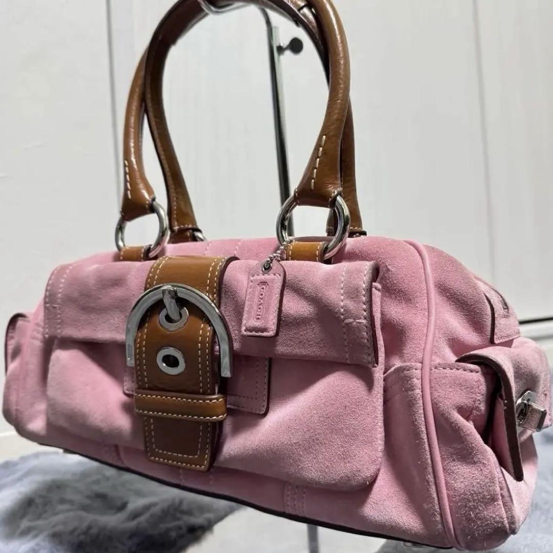 バッグ COACH Handbag Suede Soho Tanrokku pink