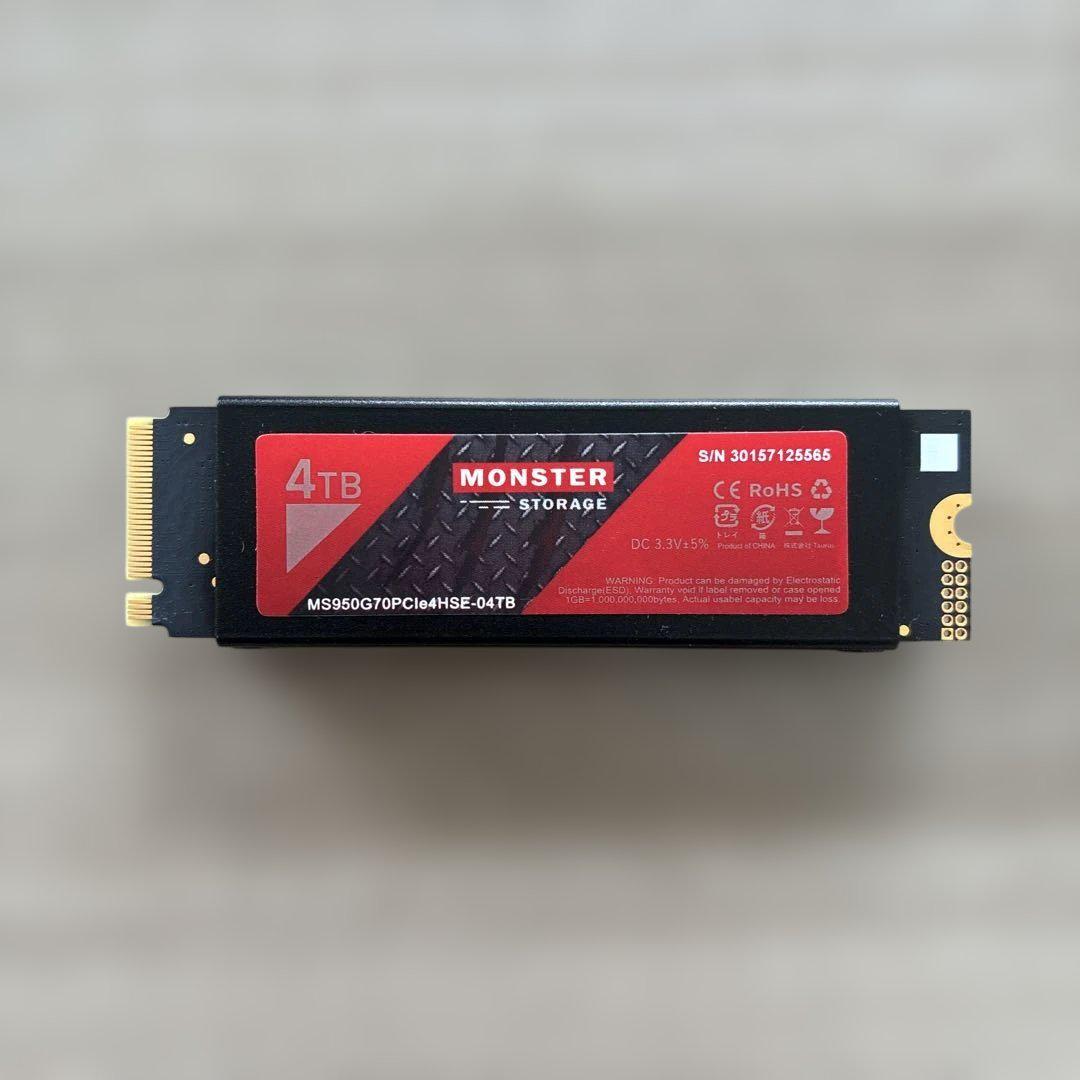 Monster Storage 内蔵SSD 4TB PS5確認 ヒートシンク付き