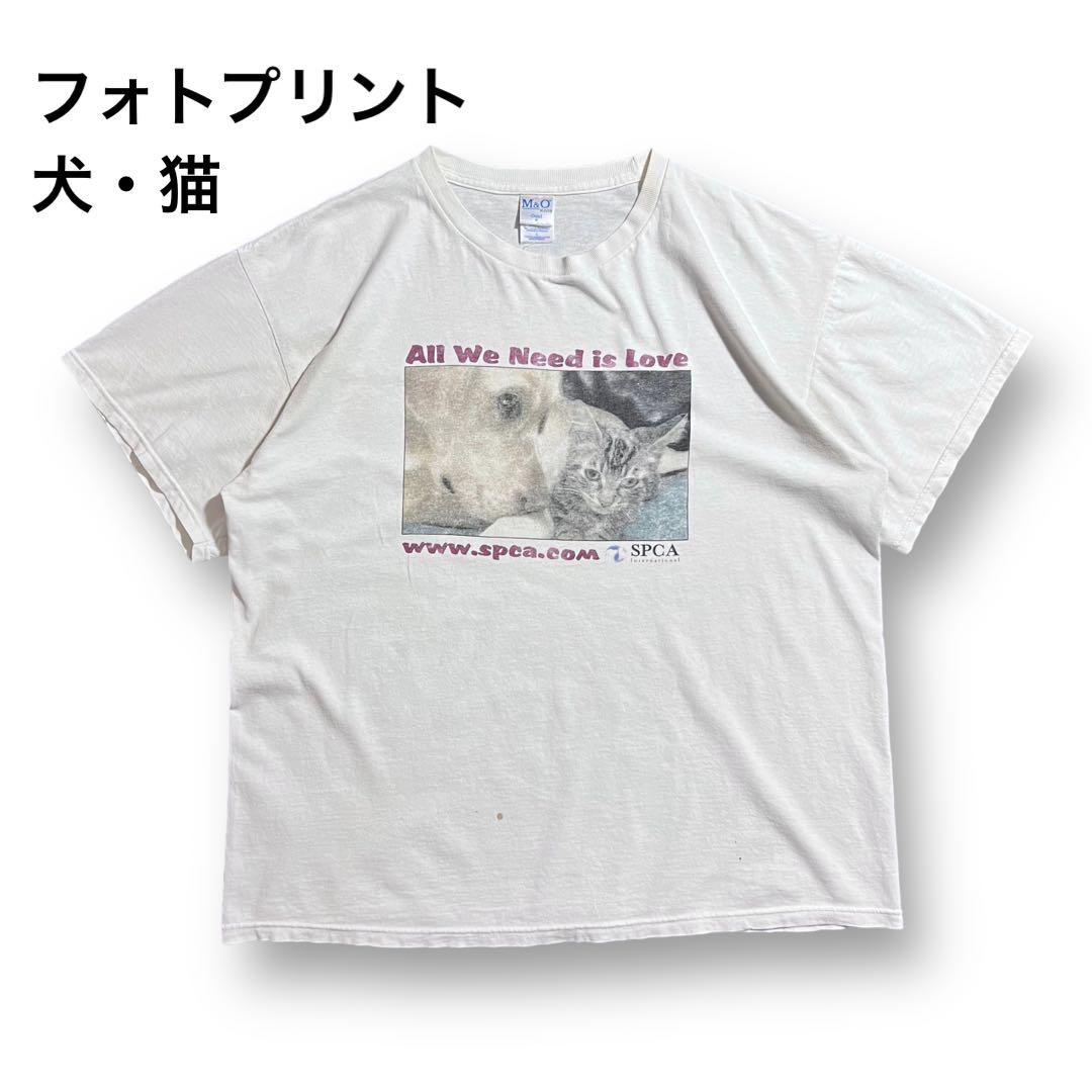 00's 動物愛護団体SPCA 犬 猫 フォト プリント Tシャツ