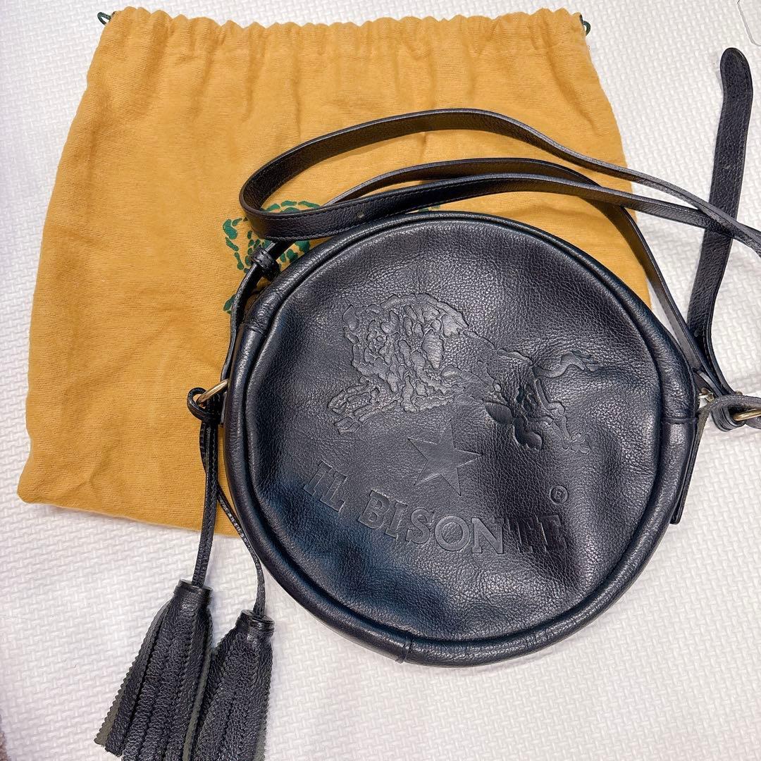 イルビゾンテ　ショルダーバッグ　ポシェット　丸型　キャンバス　ロゴ　ブラック 楽天市場】IL BISONTE イルビゾンテ 本革 牛革 レザー ロゴ 丸型