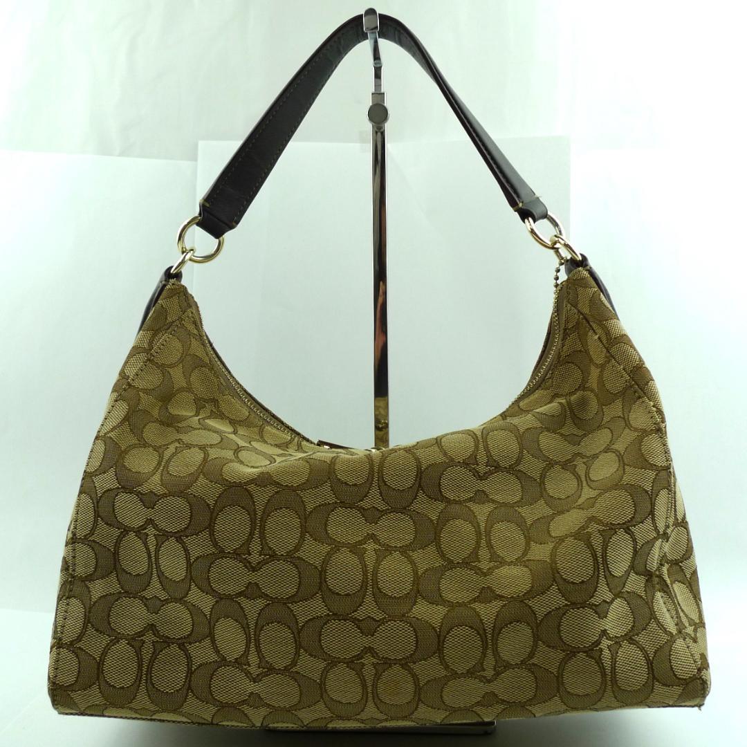 COACH　ワンショルダー　シグネチャー　ベージュ×ダークブラウン