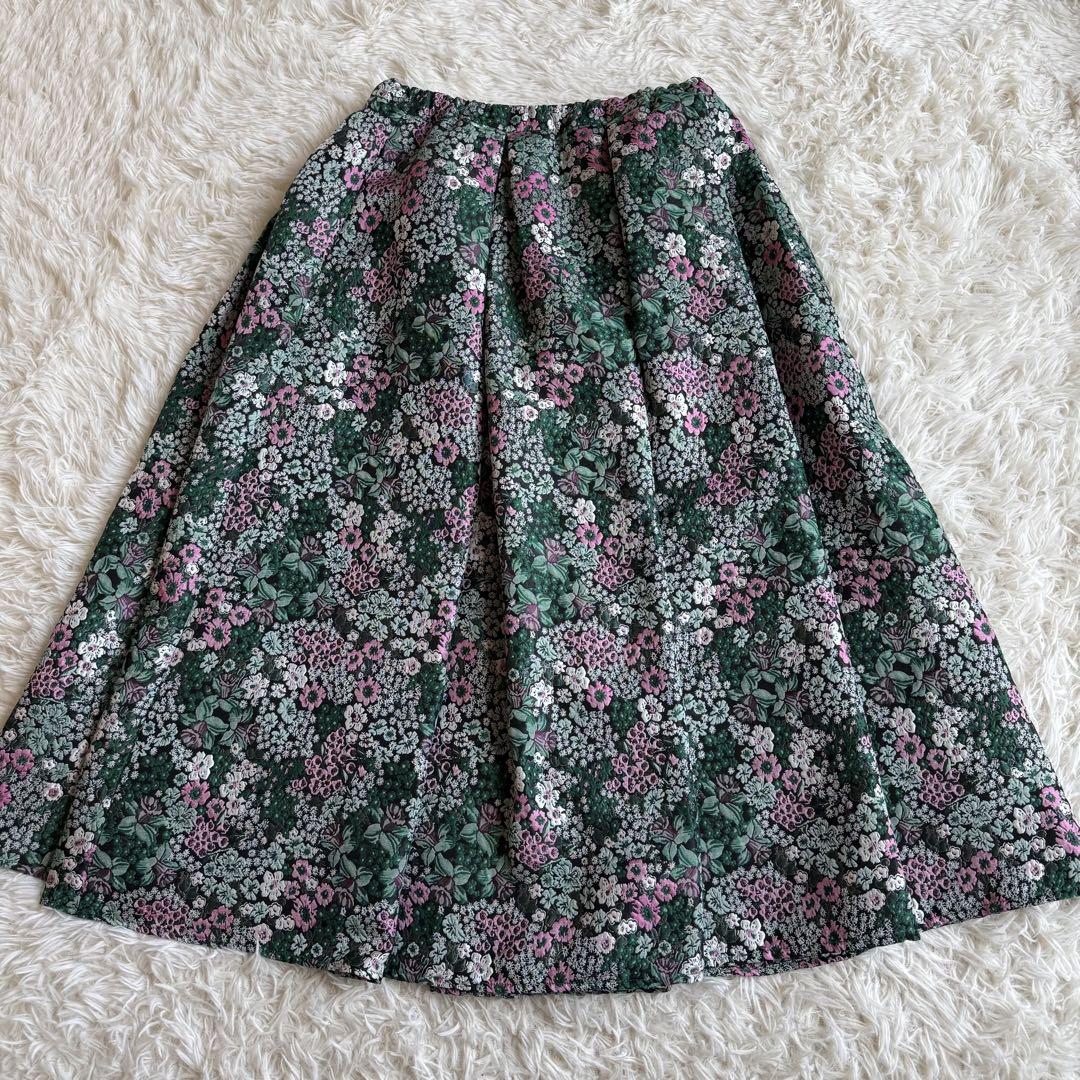 ロージーモンスター 刺繍 ジャガードスカート 花柄 総柄