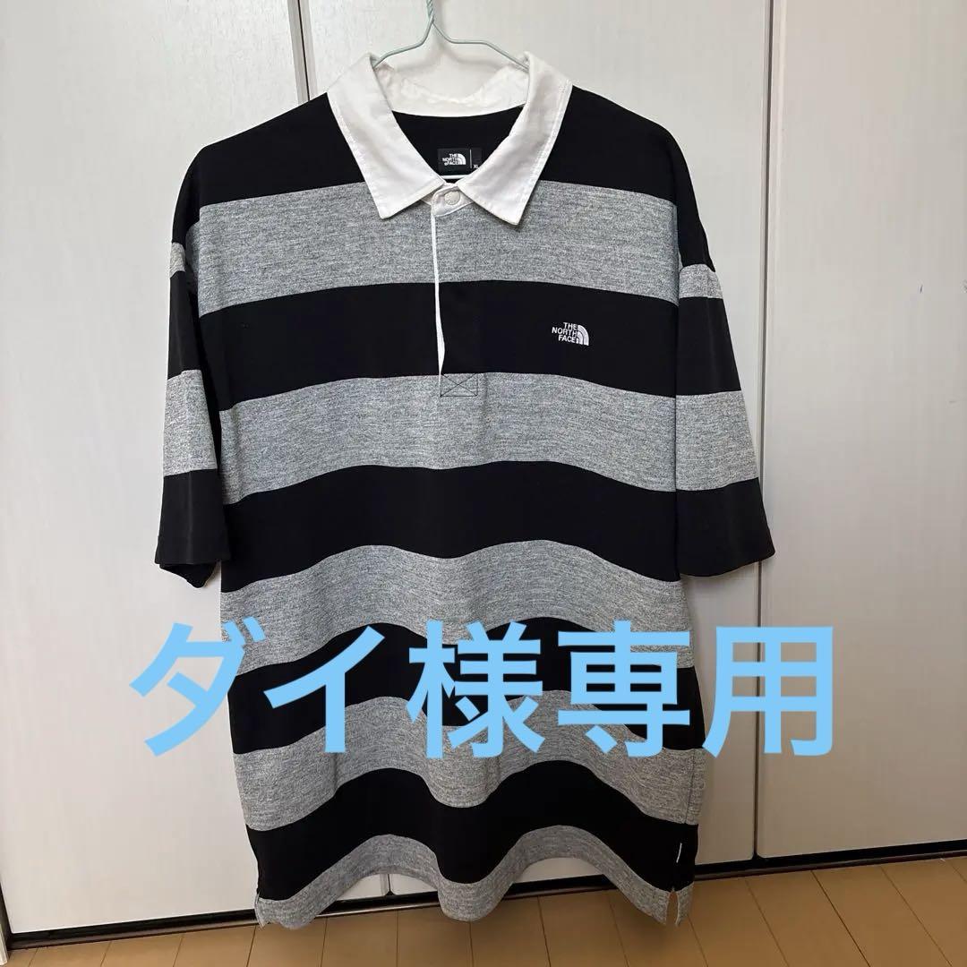 THE NORTH FACE XL ポロシャツ 黒灰ストライプ