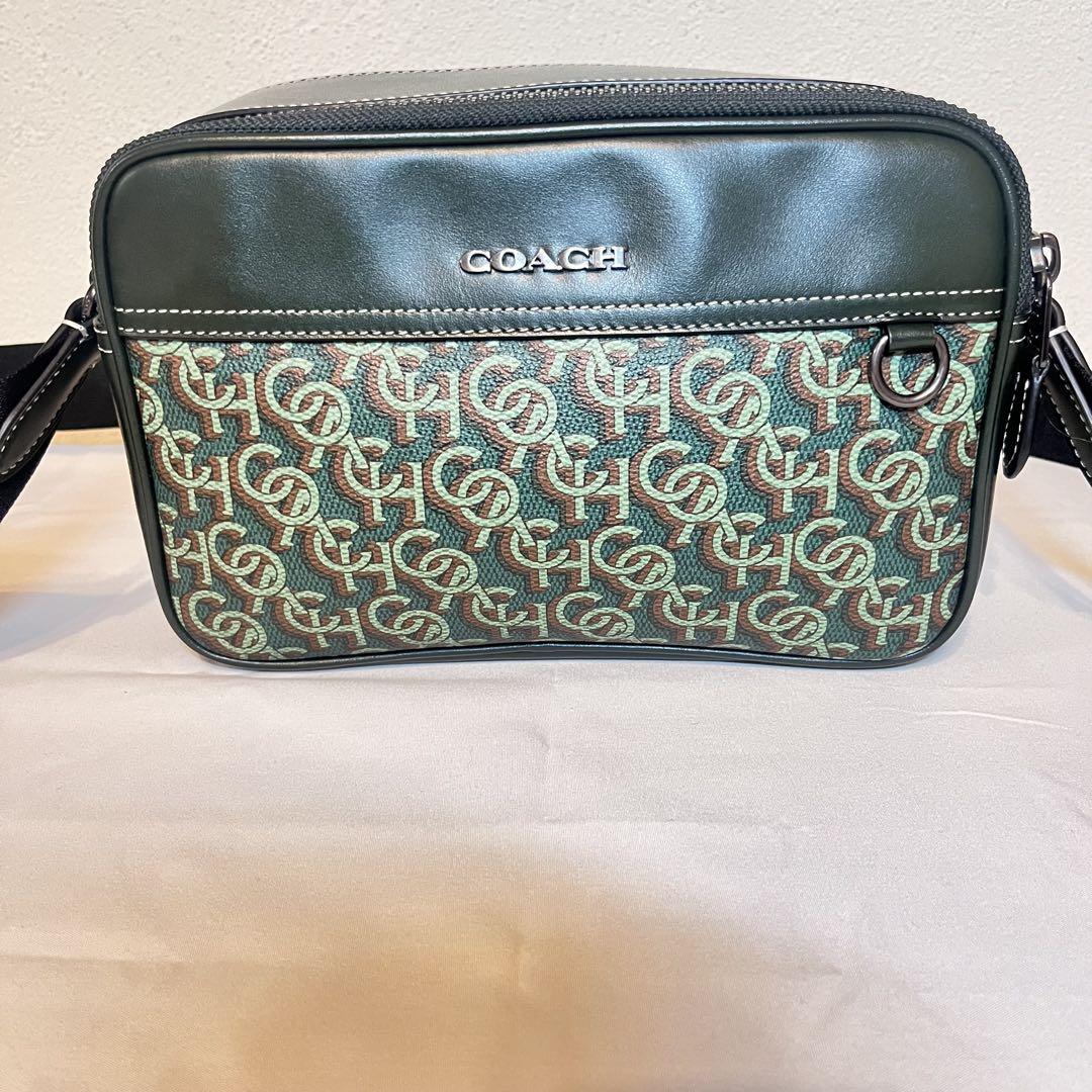【極美品】COACH コーチ CF484 ショルダーバッグ グリーン ネイビー