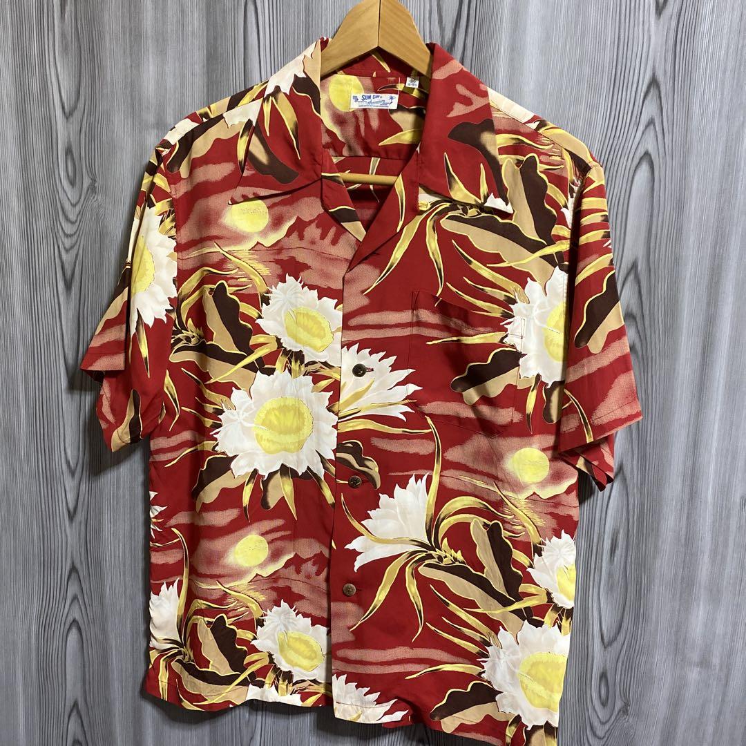 m16 SUN SURF sunset&花柄開襟アロハシャツ