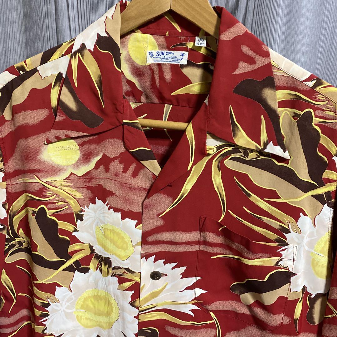 m16 SUN SURF sunset&花柄開襟アロハシャツ