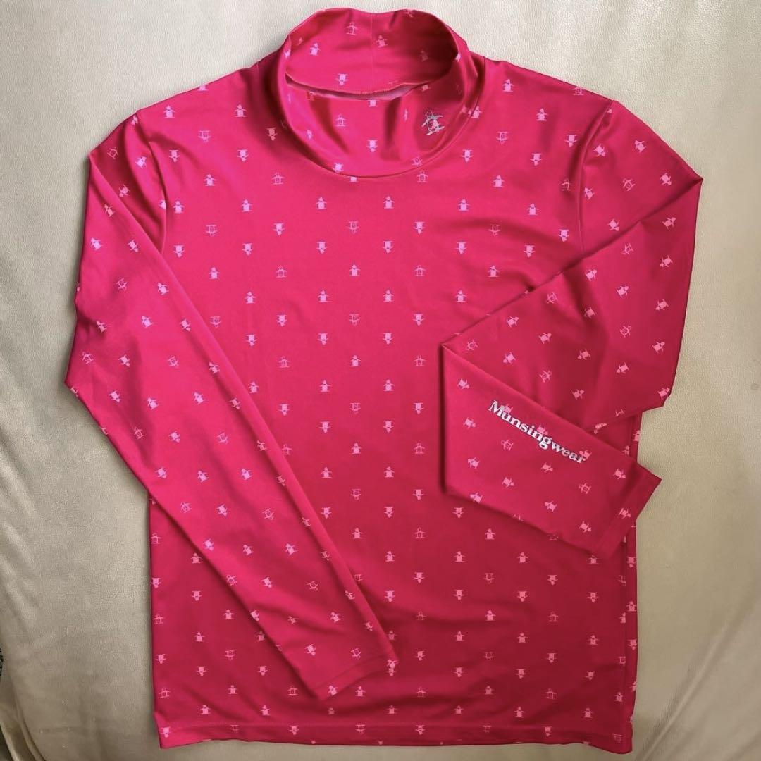 新品未使用Munsingwear レディースモックネック長袖シャツ L Lネイビ MUNSINGWEAR マンシングウェア モックネック 長袖シャツ