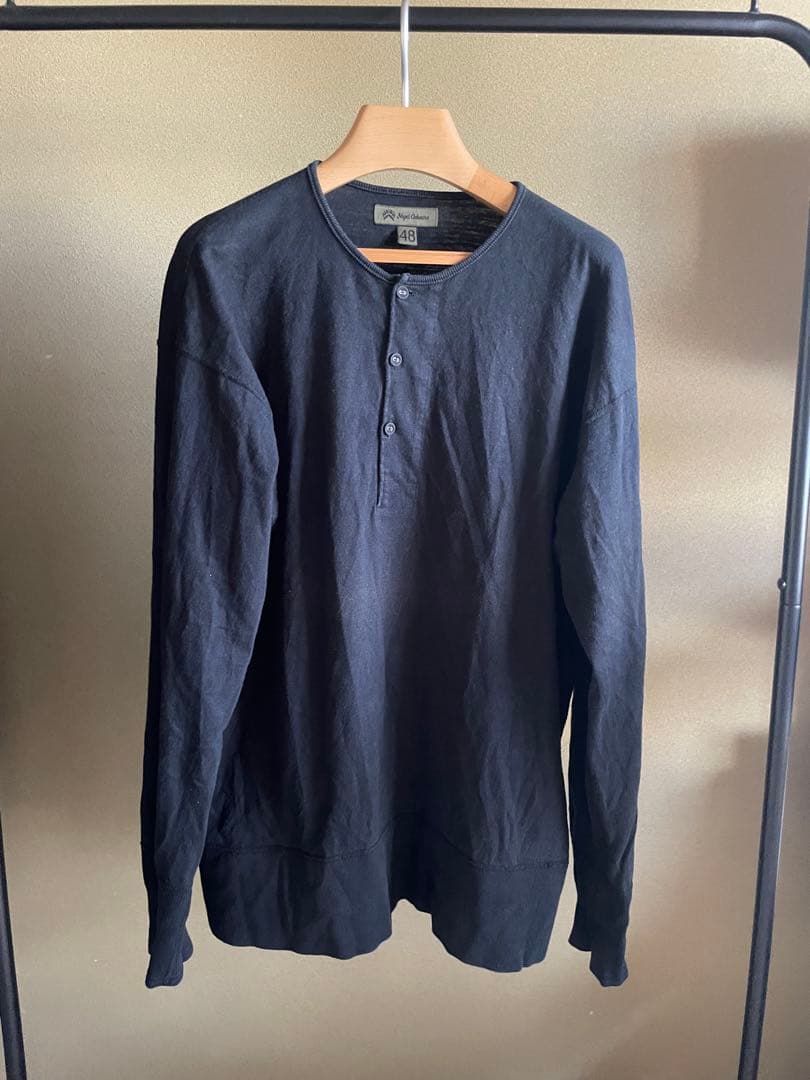 NIGELCABOURN ナイジェルケーボン 50sコットンヘンリーネックシャツL・Nigel Cabourn