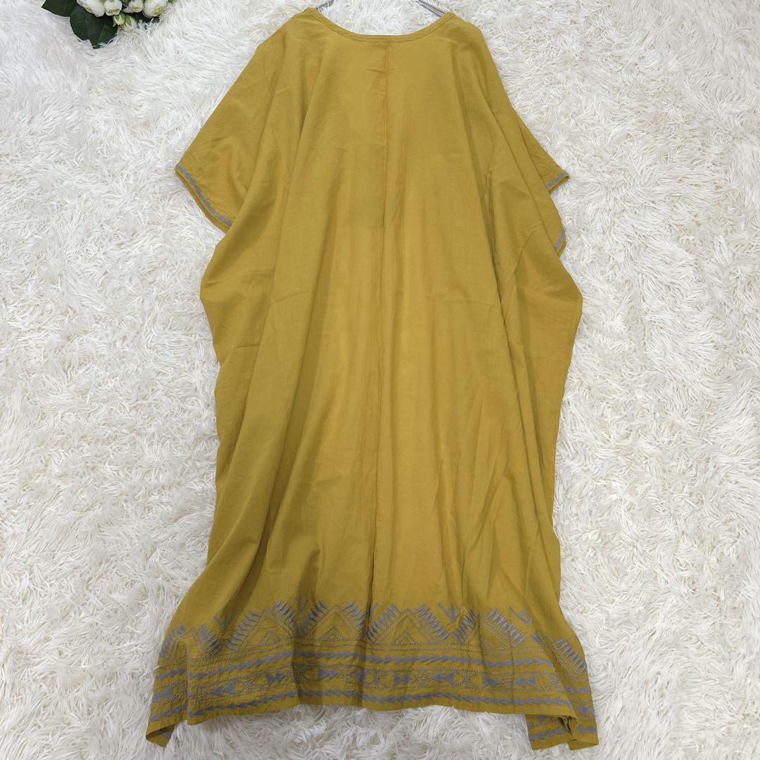 チチカカ　TITICACA ジオメトリック刺繍カーディガン　羽織り　黄色　ロング