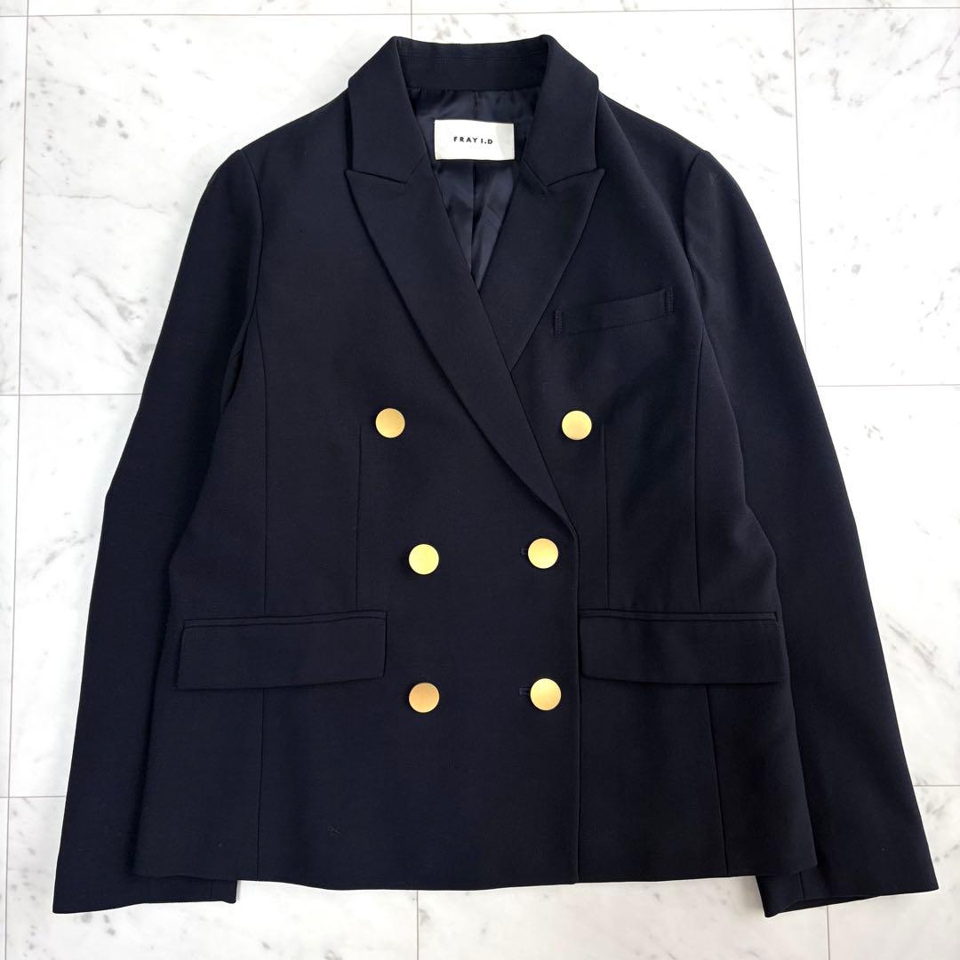 美品 フレイアイディ 紺ブレ ダブルブレスト 金ボタン テーラード サイズ0