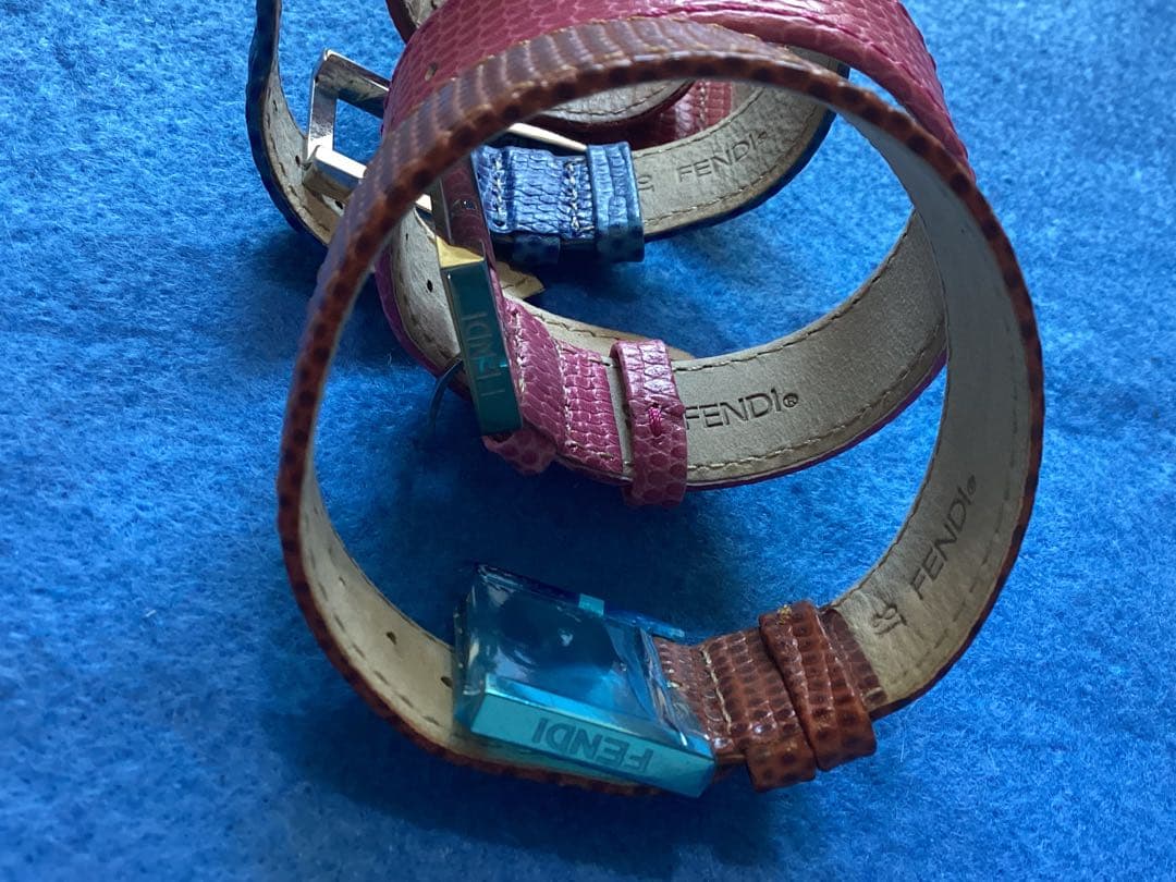 FENDI 本革レザーベルト 4本　チェンジ腕時計ベルト　ケース付　ヴィンテージ