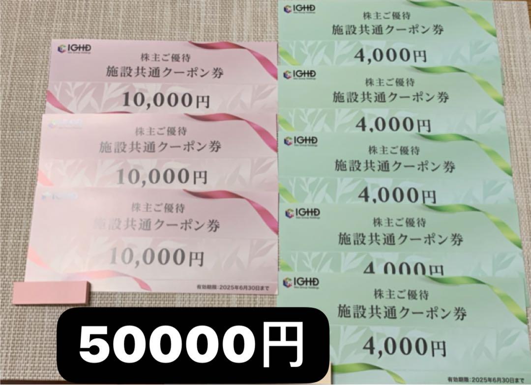 飯田グループ株主優待券　最新 5万円分 江の島アイランドスパ 江の島ホテル
