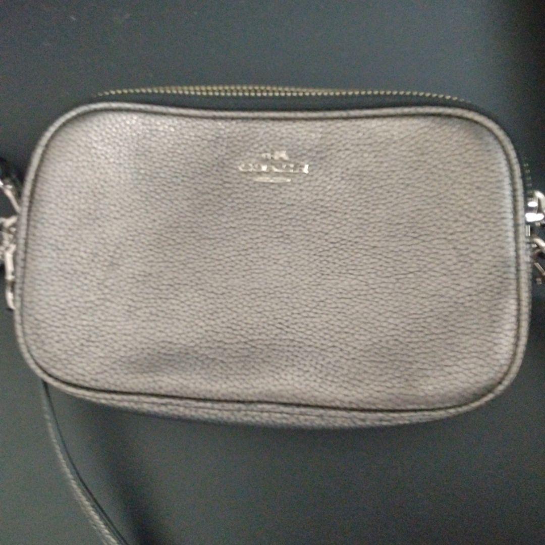 COACH グレー レザー ショルダーバッグ