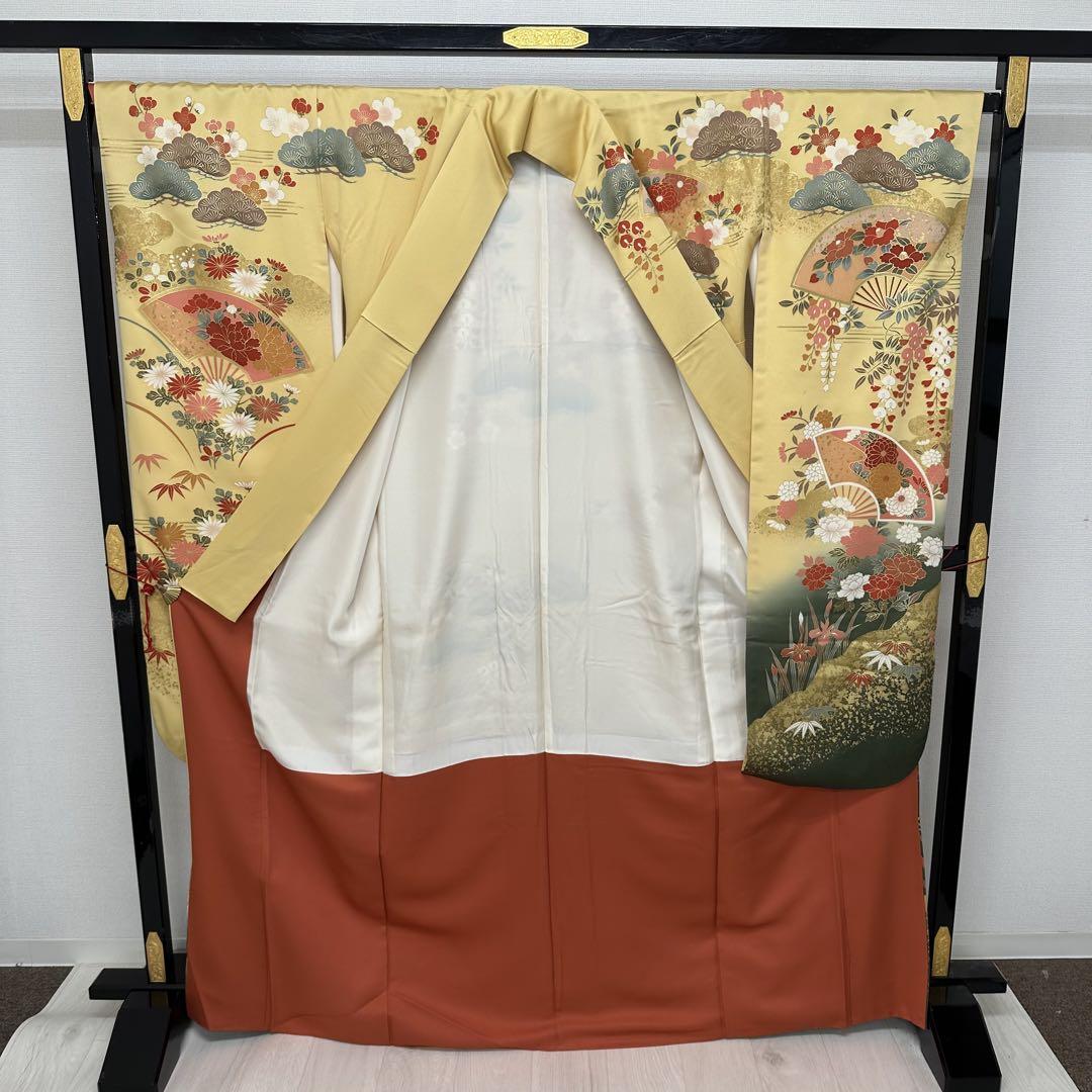振袖 金彩 美しい草花の染め 金箔 着物 正絹 袷 広衿 RK-5145