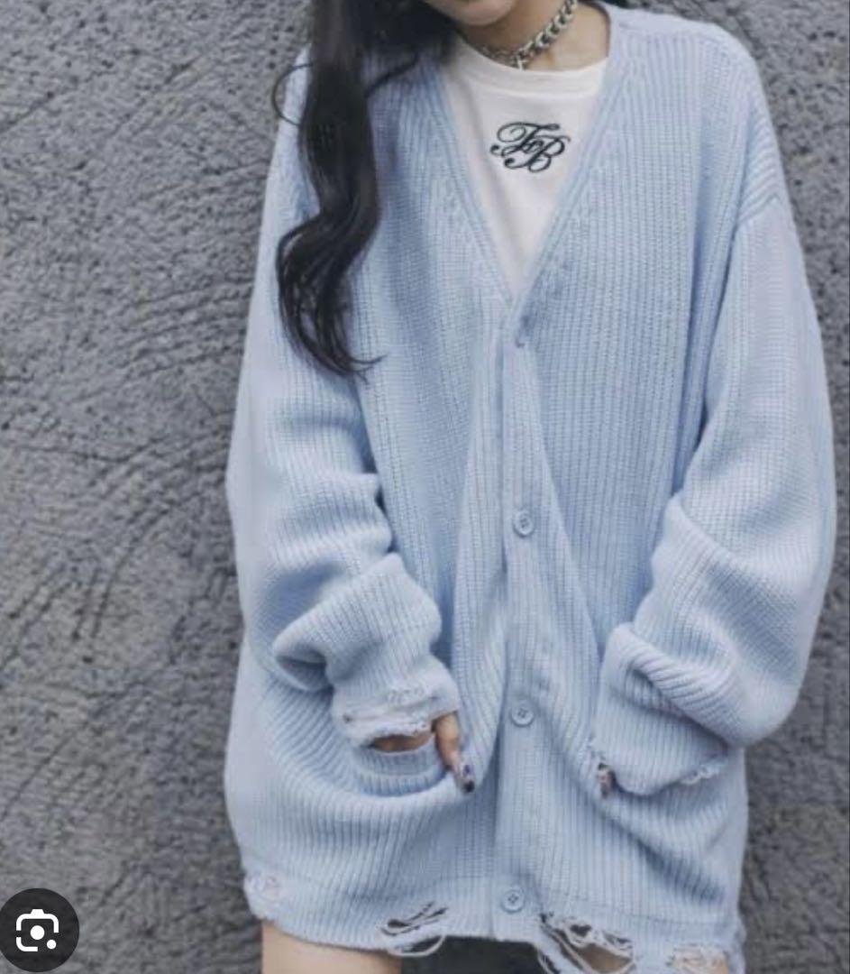ficklebebe ダメージルーズカーディガン