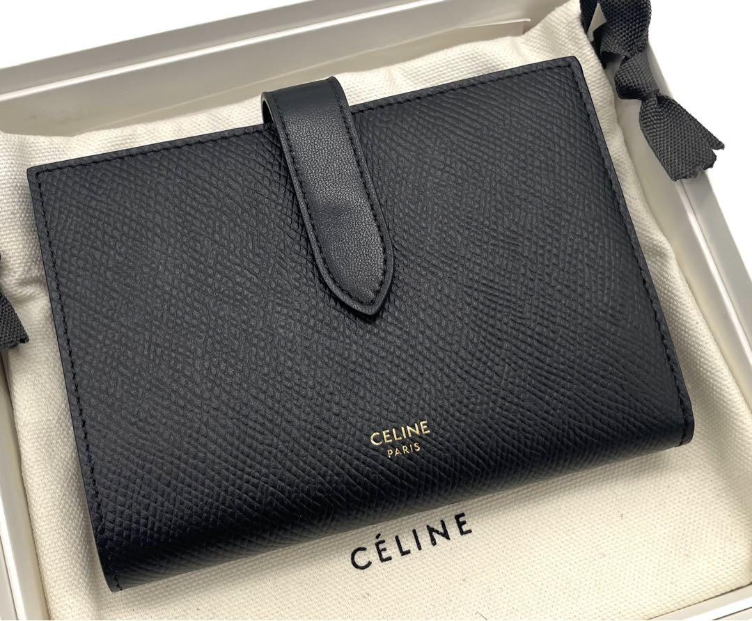 CELINE セリーヌ ミディアム ストラップ ウォレット二つ折り財布 ブラック