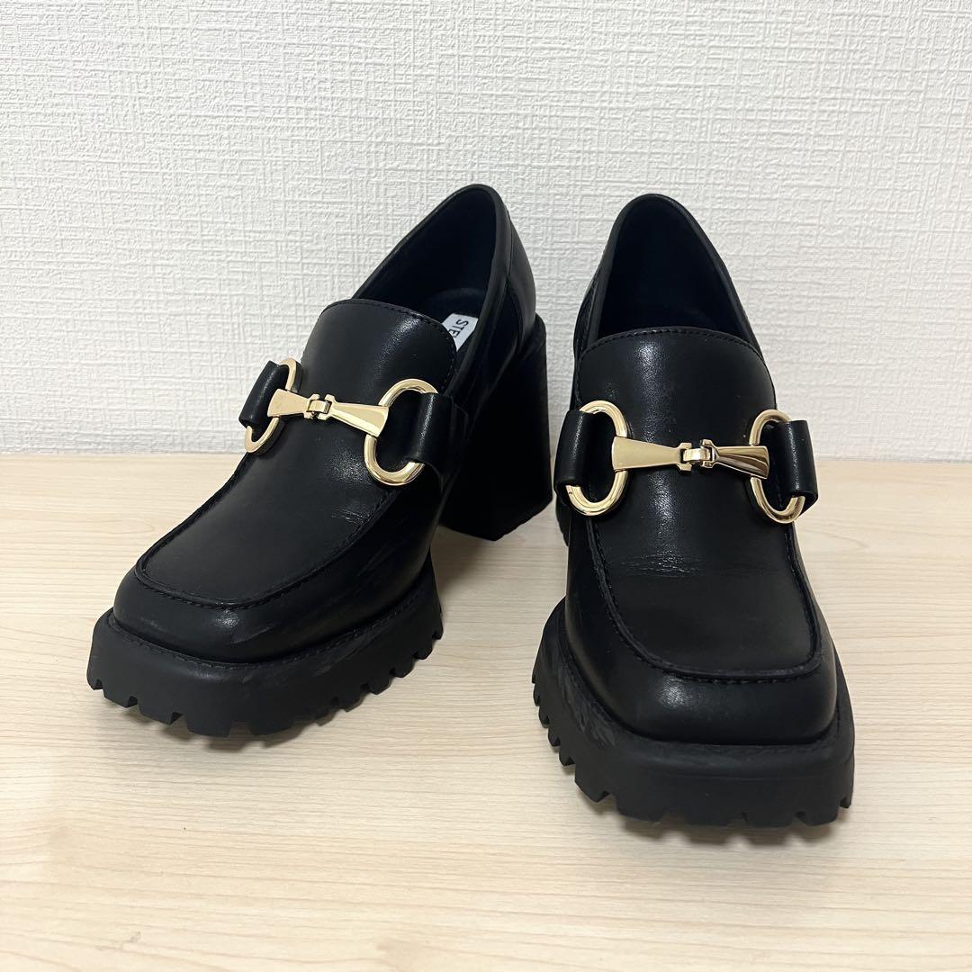 STEVE MADDEN サイズ7.5 厚底 ローファー ボリューム 黒 レザー