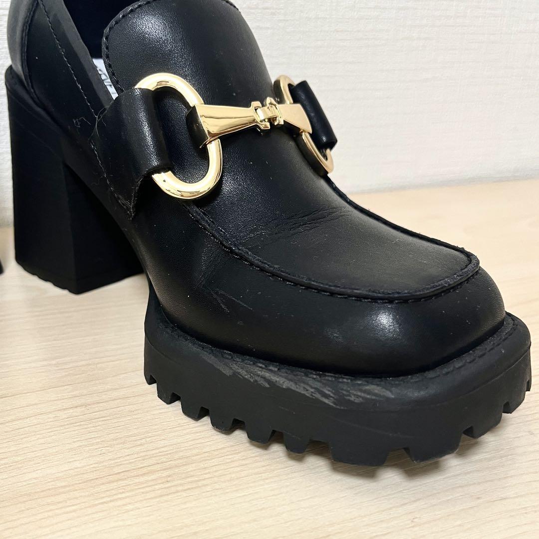 STEVE MADDEN サイズ7.5 厚底 ローファー ボリューム 黒 レザー