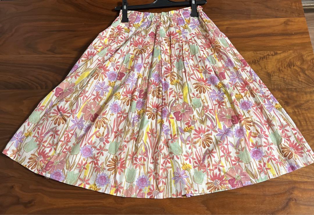 美品 KEIKO SUZUKI ケイコスズキ 花柄スカート グリーン系