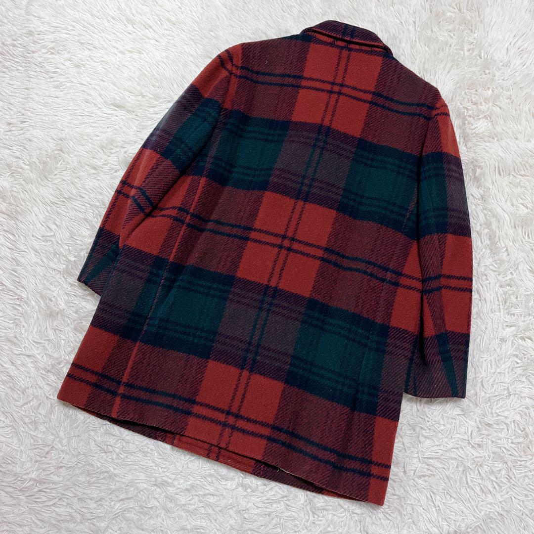 美品　ジェイプレス　タータンチェック　チェスターコート　ウール100% 希少