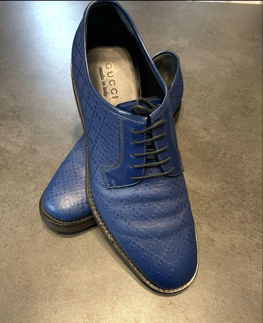 GUCCI レザーシューズ 386575 ブルー