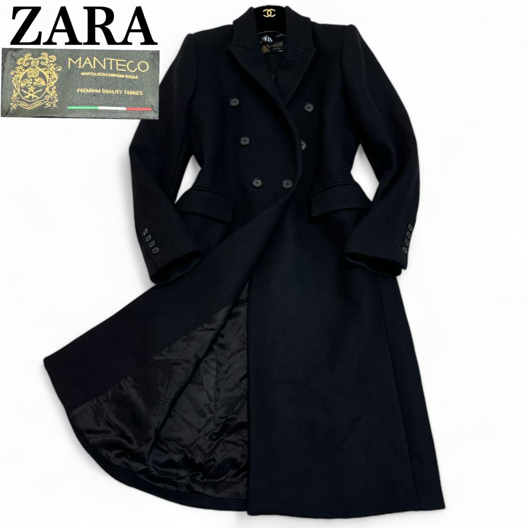 ZARA MANTECO チェスターコート ダブル ロング ブラック スリット