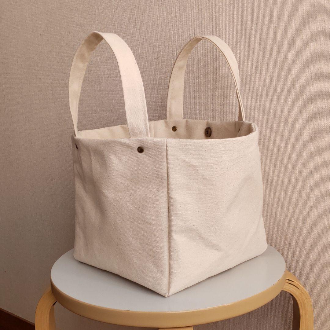 キューブトートバッグ　帆布　きなり トートバッグ