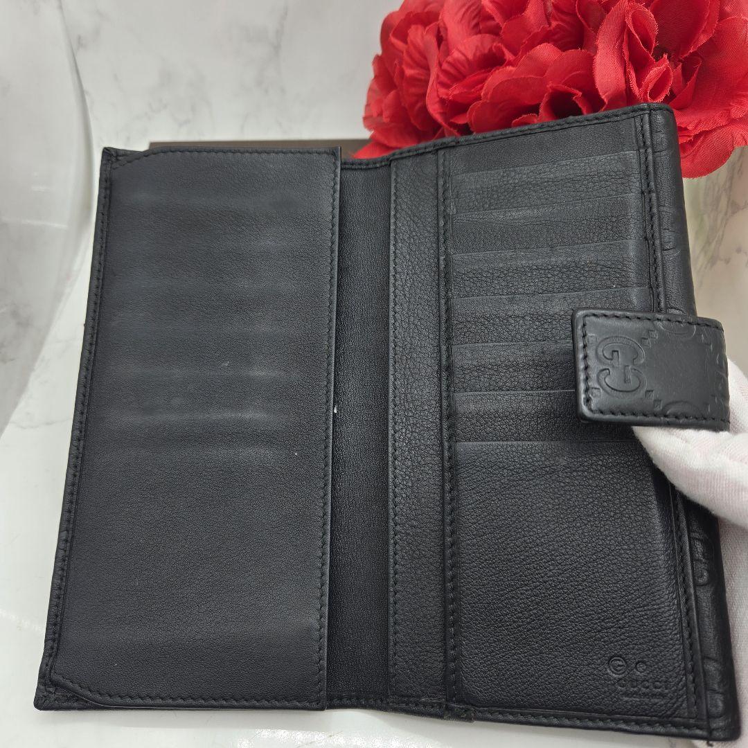 【希少】 GUCCI グッチ シマ 長財布 財布 GG 金具 レザー ブラック