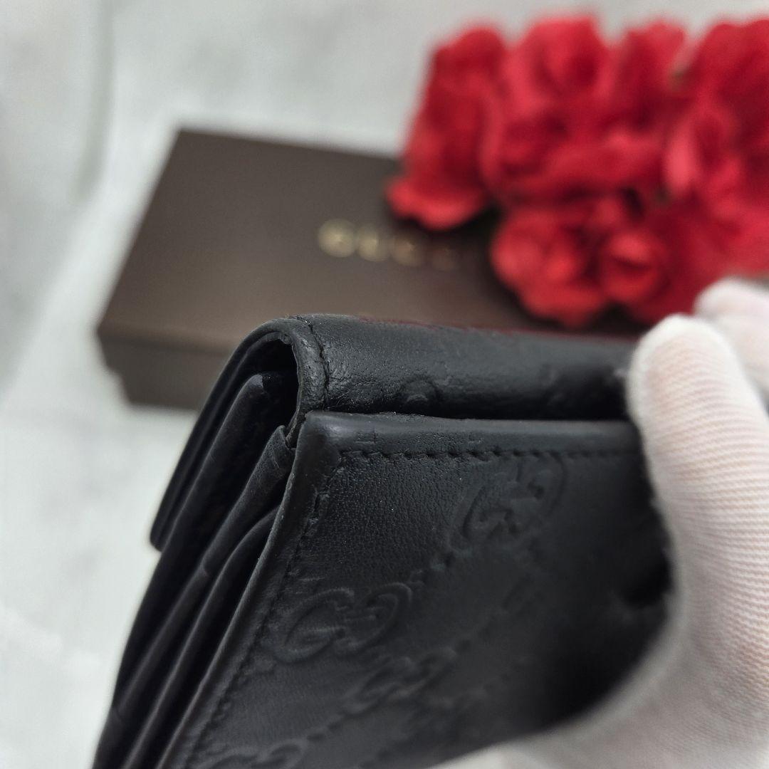 【希少】 GUCCI グッチ シマ 長財布 財布 GG 金具 レザー ブラック