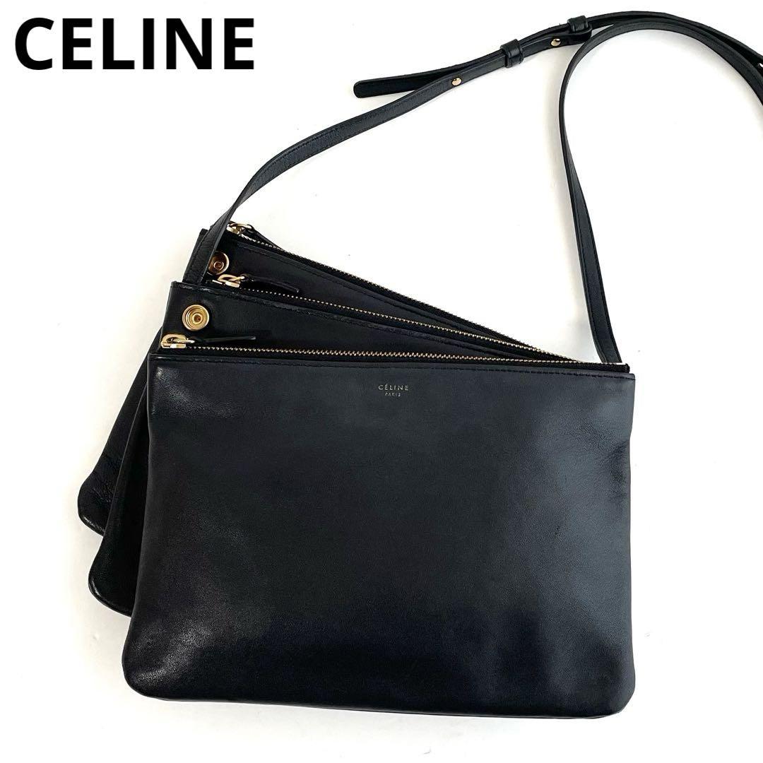 美品 CELINE セリーヌ トリオ ラージ ショルダーバッグ フィービー期 美品】CELINE セリーヌ ショルダーバッグ トリオ ラージ