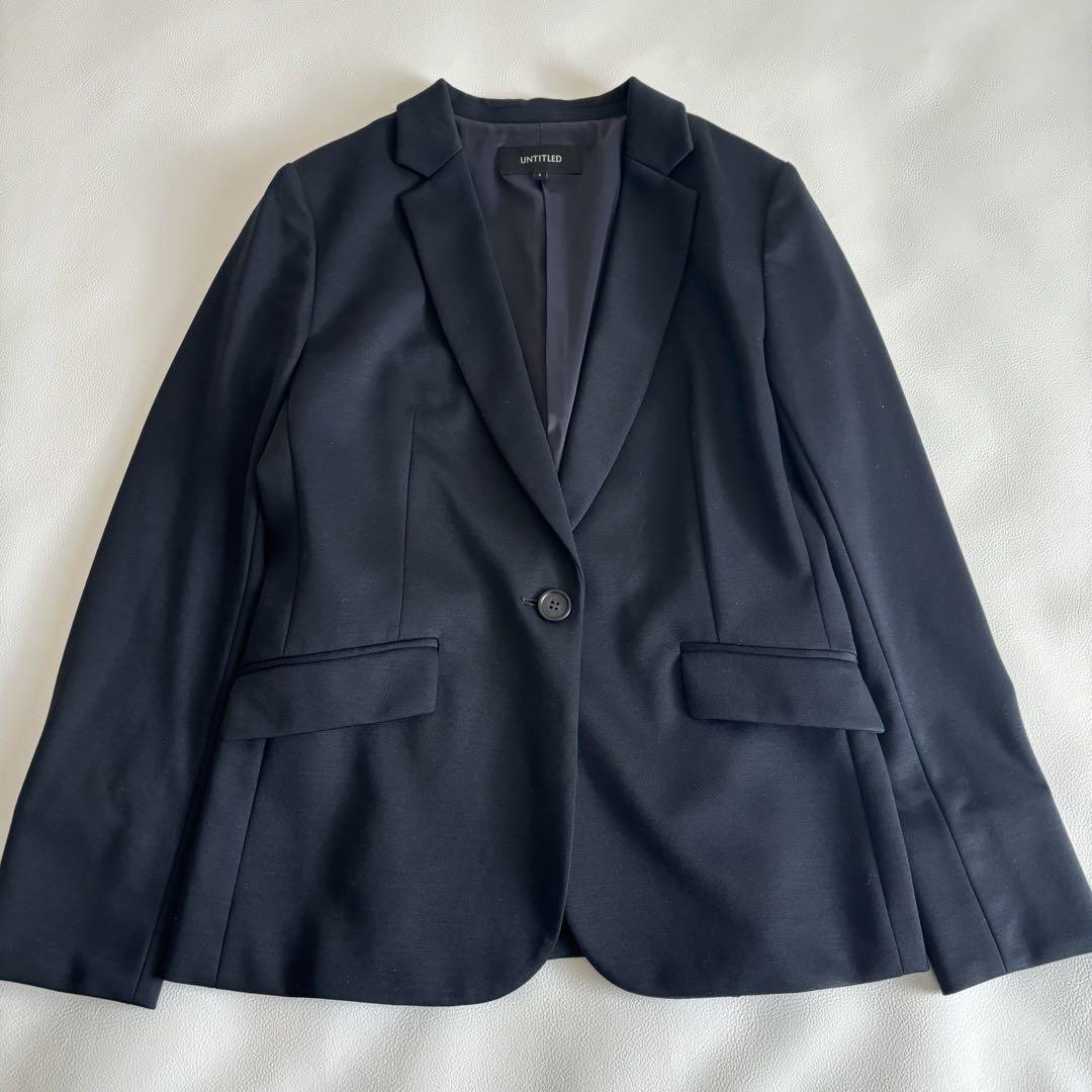 【美品】洗える　アンタイトル ジャケット　パンツ　セットアップ　黒　サイズ２