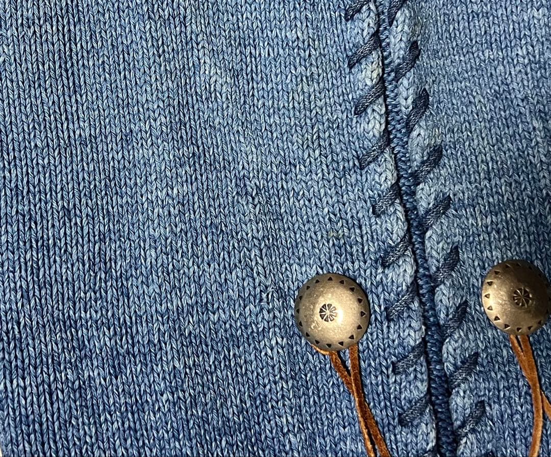 90Sラルフローレン インディゴ ハンドニット ネイティブ カーディガン M 卍