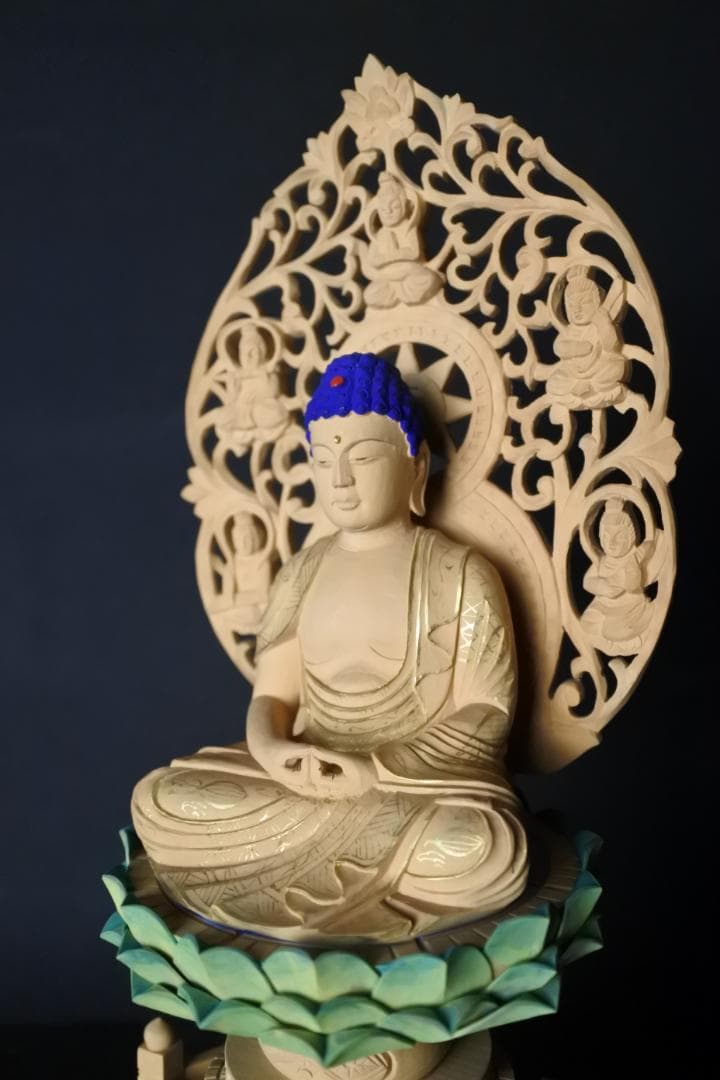 未使用保管品 総ツゲ 座弥陀 六角 金泥 木製 2.5寸 仏具(F21) | beia