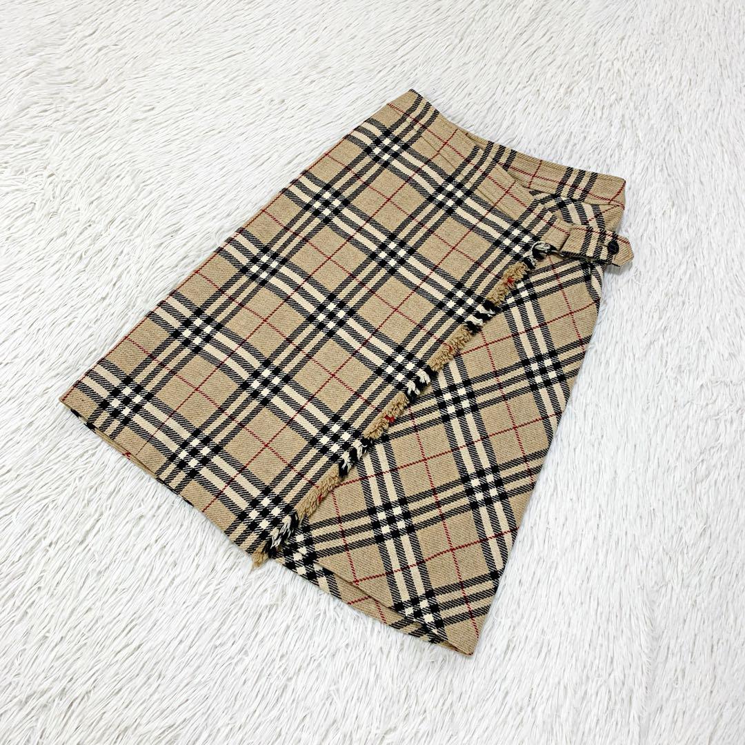 BURBERRY LONDON ラップスカート ノバチェック カシミヤ 36