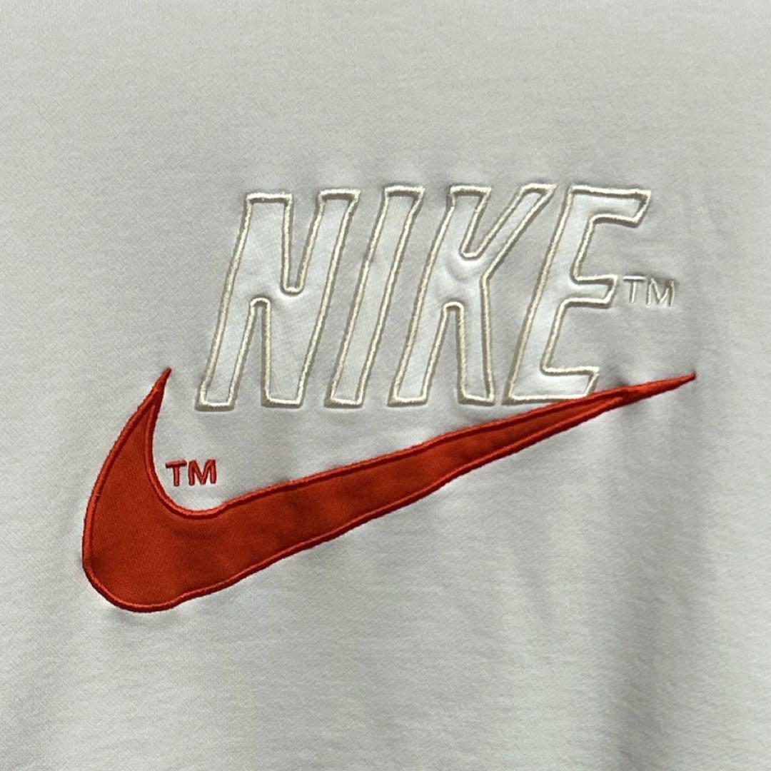 NIKE☆スウェット トレーナー 刺繡ロゴ ビッグロゴ センターロゴ 白 L