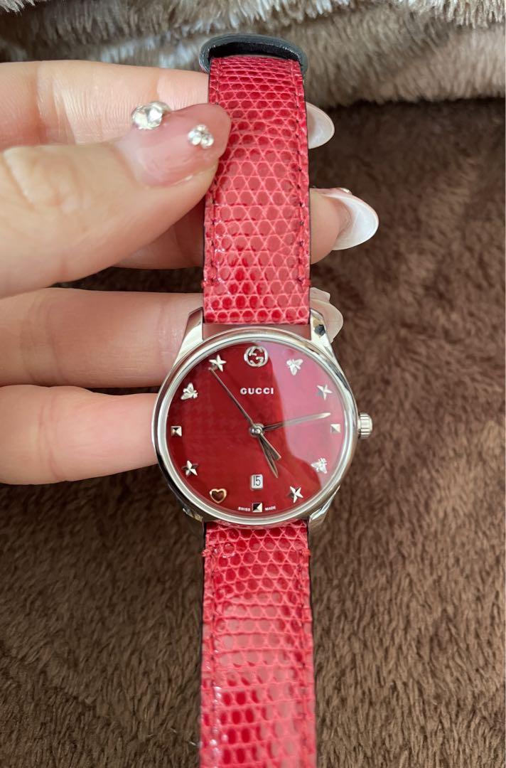 GUCCI YA126584 Ｇタイムレス デイト クォーツ レッド