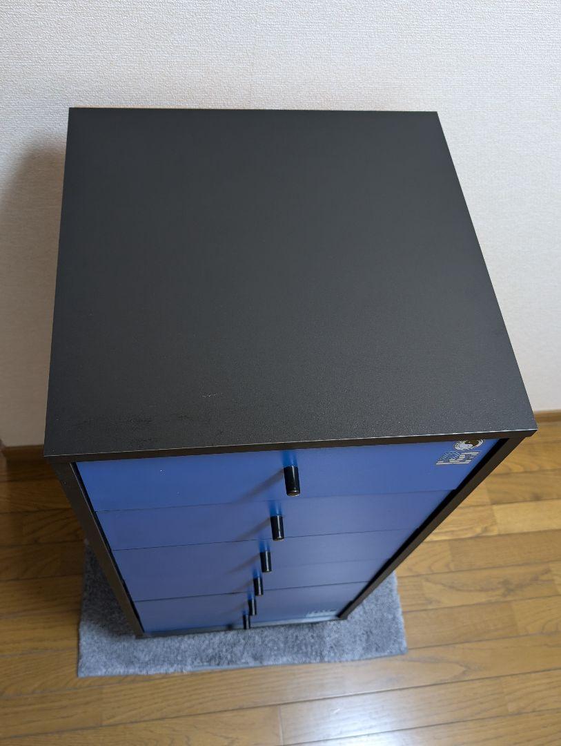 6段チェスト　リビングハイチェスト　濃い青と黒　完成品　ストリート系　サーファー