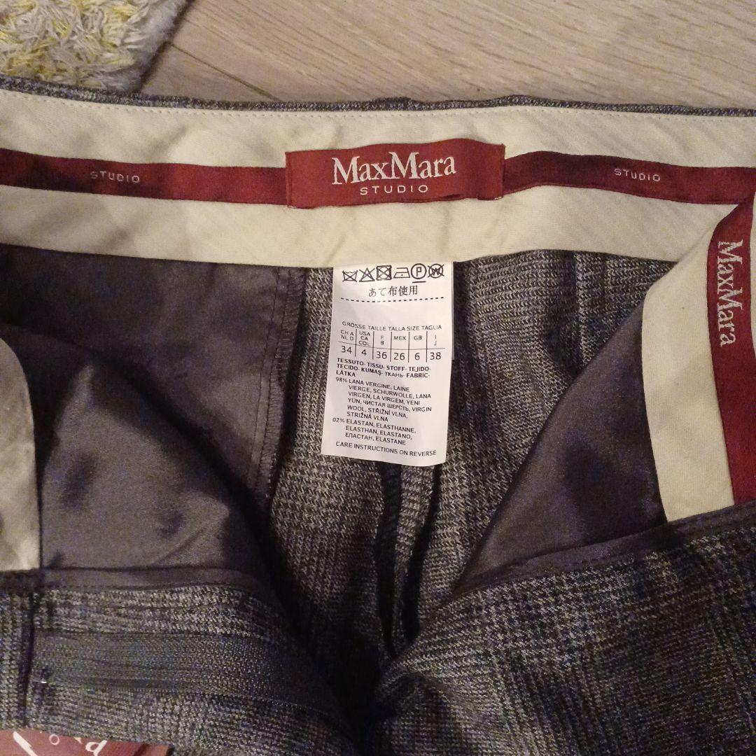 【新品】 MaxMara STUDIO グレンチェック 秋 パンツ グレー